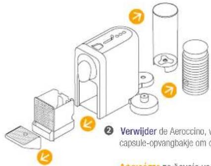 Verwijder de Aeroccino, v capsule-opvangbakje om o Aerovicta te doxio ve