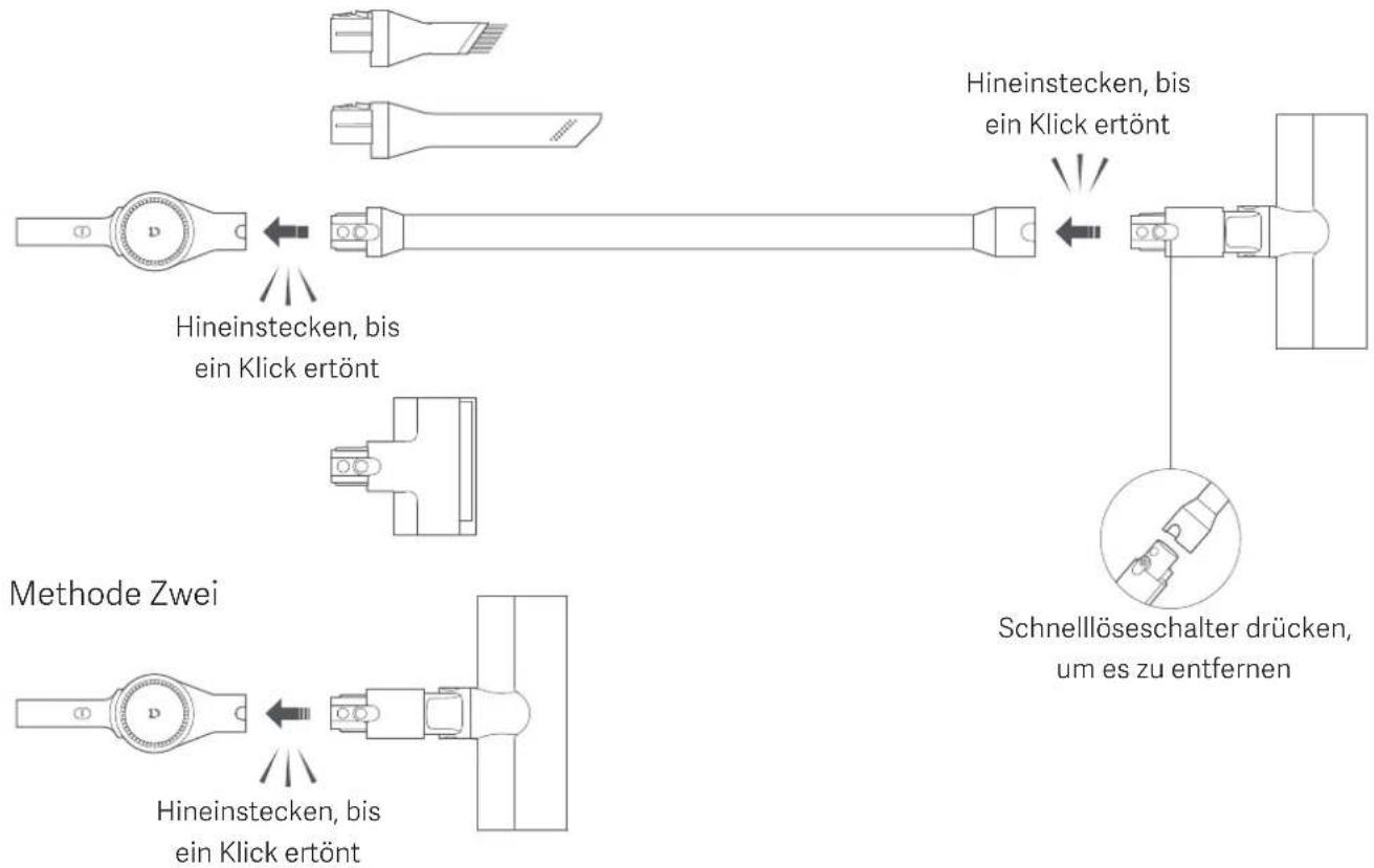 Hineinstecken, bis ein Klick ertönt Hineinstecken, bis ein Klick ertönt Methode Zwei Hineinstecken, bis ein Klick ertönt Schnelllöseschalter drücken, um es zu entfernen