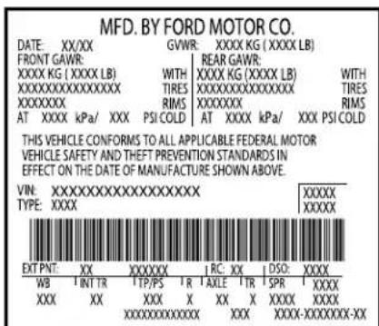 Lincoln Continental (2020) - VEHICLE CERTIFICATION LABEL - 1