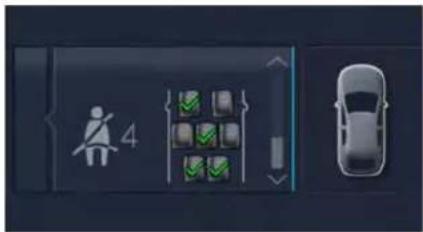 Diagram showing a vehicle detection interface with a person icon and four checkmarks, alongside a car silhouette.