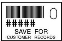 0 ### SAVE FOR CUSTOMER RECORDS