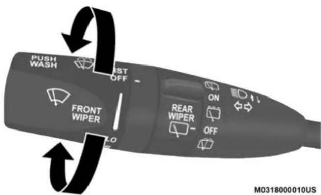 PUSH WASH LAST OFF FRONT WIPER REAR WIPER ON OFF M0318000010US