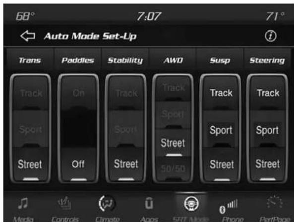 68° 7:07 71° Auto Mode Set-Up Trans Paddles Stability AWD Susp Steering Track On Track Track Track Track Sport Sport Sport Sport Street Off Street 50/50 Street Street Media Controls Climate Apps SFTT Mode Phone PortPage