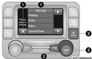 1 1 Set ngs Display Please select a settings Units Voice Clock & Date + 2 2 A1017000043US