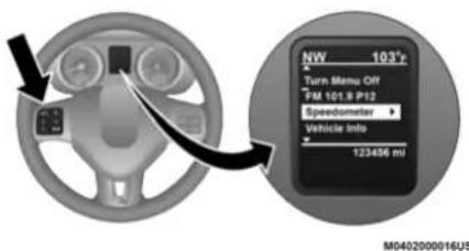 NW 103" Turn Menu Off FM 101.9 P12 Speedometer Vehicle Info 123456 mi M0402000016U5