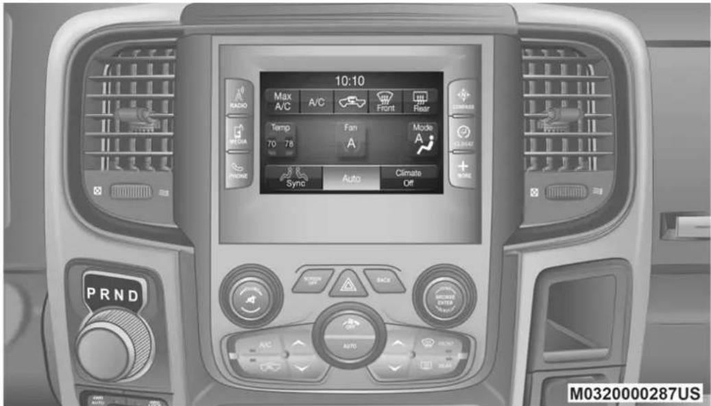 10:10 Max A/C A/C Front Rear Temp Fan Mode 70 78 A A PRND Sync Auto Climate Off PRND M0320000287US