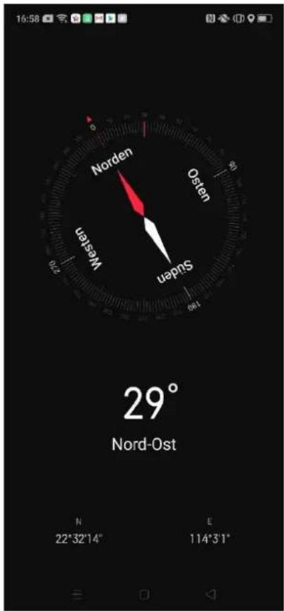 16:58 Norden Osten Süper 29° Nord-Ost N 22°32'14" E 114°31"
