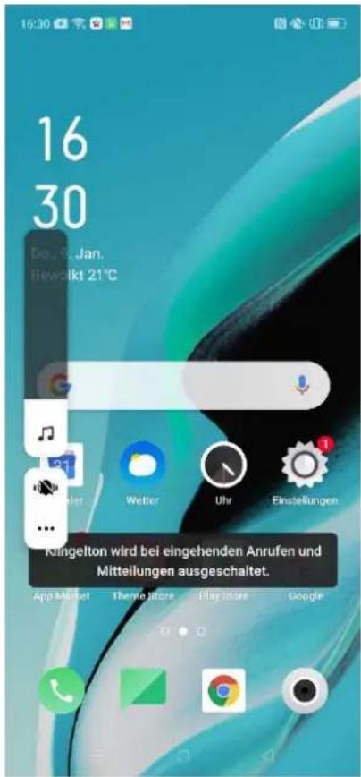 16 30 Do. 9 Jan. Bewicht 21°C Kingelton wird bei eingehenden Anrufen und Mitteilungen ausgeschaltet. App Market Theme Store Play Store Google
