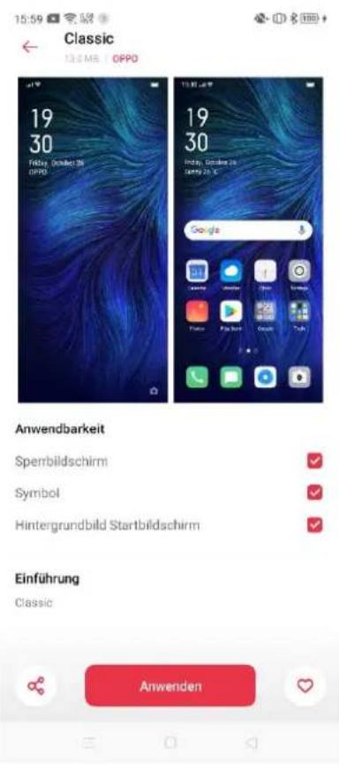 Classic 13:56 MS OPPO 19 30 Friday (October 29) OPPO 19 30 Today, Gestion zu gemy 29 °C Google Anwendbarkeit Sperbildschirm Symbol Hintergrundbild Startbildschirm Einführung Classic Anwenden