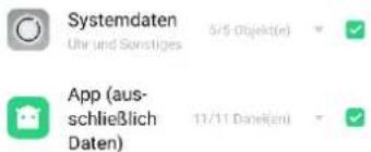 Systemdaten Uhr und Sonstiges 5/5 Objekt(e) App (aus- schließlich Daten) 11/11 Danel(en)
