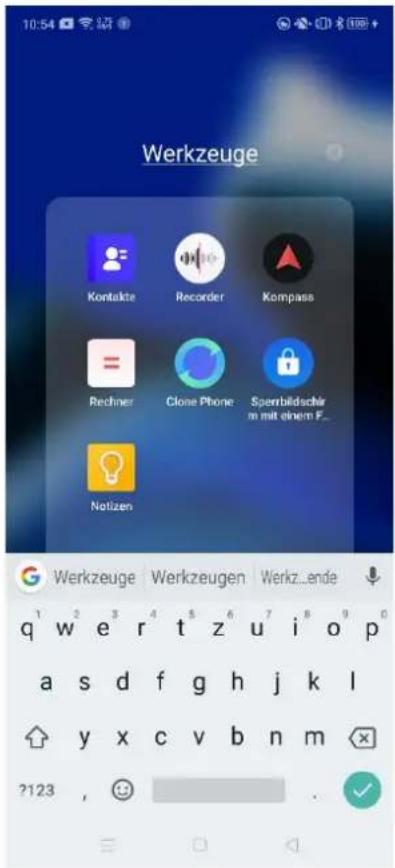 10:54 Werkzeuge Kontakte Recorder Kompass =_ Redner Clone Phone Sperrbildschirm mit einem F... Notizen Werkzeuge Werkzeugen Werkz...ende q w e r t z u i o p a s d f g h j k l y x c v b n m ?123 ,