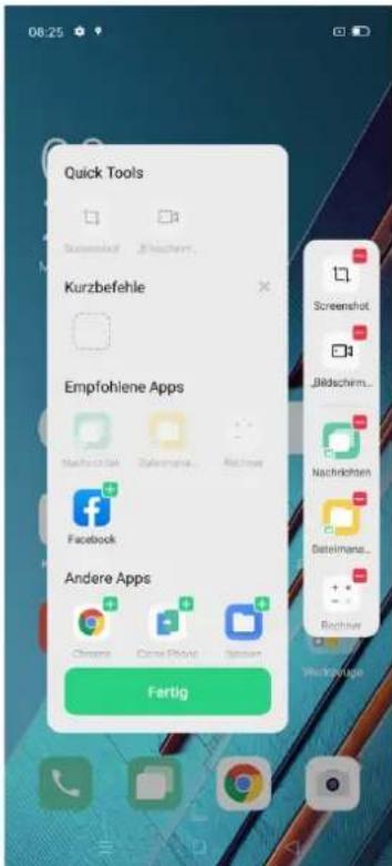 Quick Tools Kurzbefehle Empfohlene Apps Facebook Andere Apps Fartig