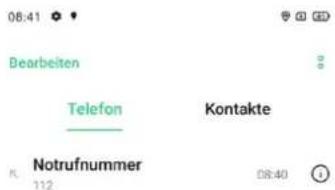 Bearbeiten Telefon Kontakte Notrufnummer 112 08:40