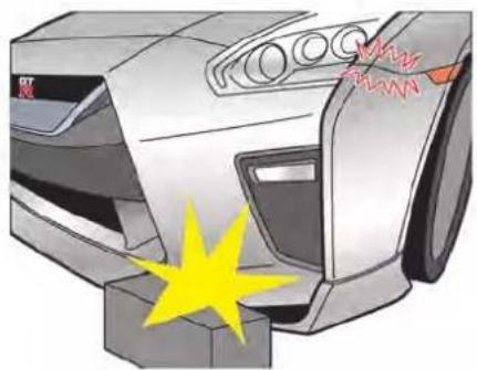 Illustration of a car's front bumper with a yellow starburst effect (no text or symbols)