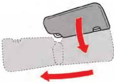 Diagram showing a car door handle being compressed, with red arrows indicating compression or disassembly (no text or symbols)