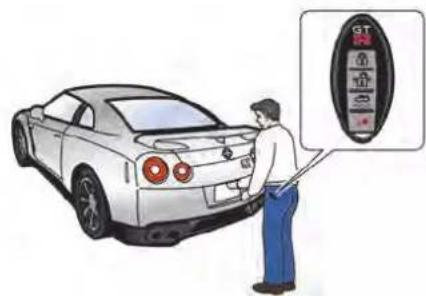 Illustration showing a person using a car to test a vehicle's license plate, with an inset displaying the same license plate.