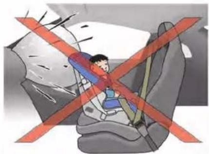 Illustration of a person sitting on a car seat with red cross symbol indicating no traffic or safety restrictions (no text or symbols present)