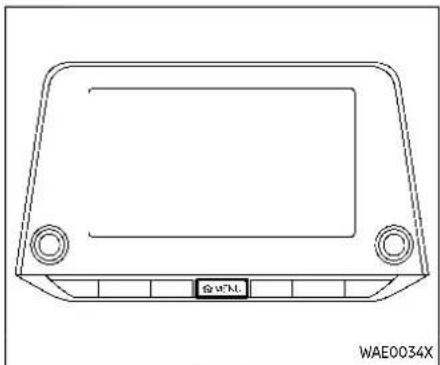 Technical line drawing of a rectangular device with mounting holes and a central button labeled 'WAE0034X' (no other text or symbols)
