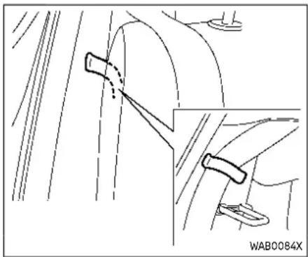Technical line drawing of a car door handle and seat assembly (no text or symbols)