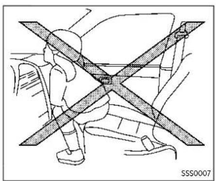 Illustration of a person sitting in a car with a cross-shaped barrier (no text or symbols)