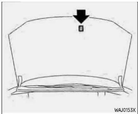 Simple line drawing of a car hood with a downward arrow indicating a drop or motion (no text or symbols)