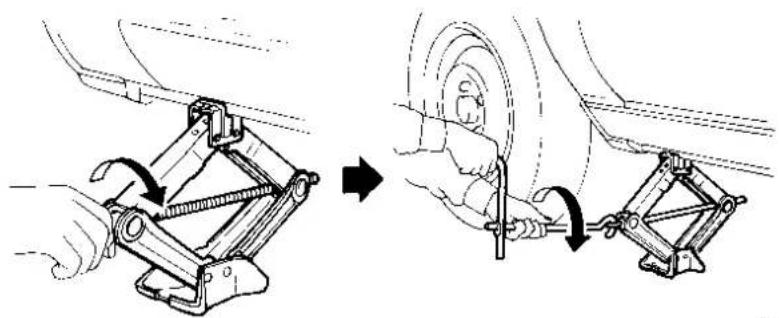 Mechanical assembly diagram showing two steps of car wheel mounting, with no visible text or symbols