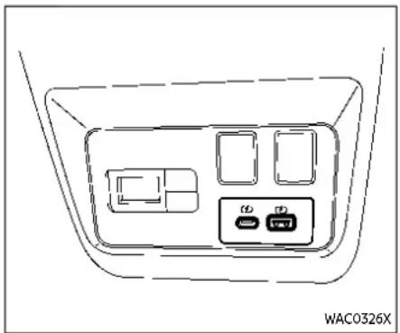Line drawing of a vehicle rear panel with internal compartments and connectors (no text or symbols)
