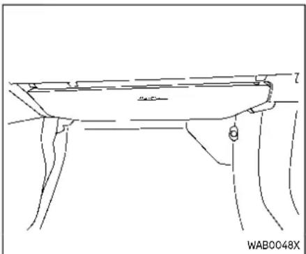 Technical line drawing of a table with legs and a curved handle, no text or symbols present
