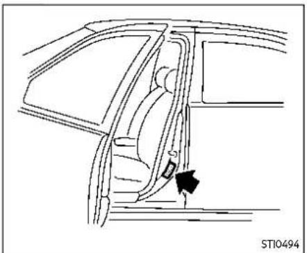Diagram of a car interior showing a seatbelt and dashboard (no text or symbols)