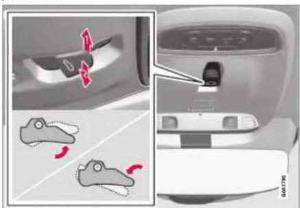 Diagram showing a device's internal components with red arrows indicating motion or movement, including labeled parts and directional indicators.