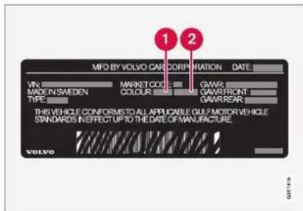 MFD BY VOLVO CAR CORPORATION DATE VIN: MARKET CODE GWWR MADE IN SWEDEN COLOUR GAWR FRONT TYPE: GAWR REAR THIS VEHICLE CONFORMS TO ALL APPLICABLE GULF MOTOR VEHICLE STANDARDS IN EFFECT UP TO THE DATE OF MANUFACTURE. VOLVO