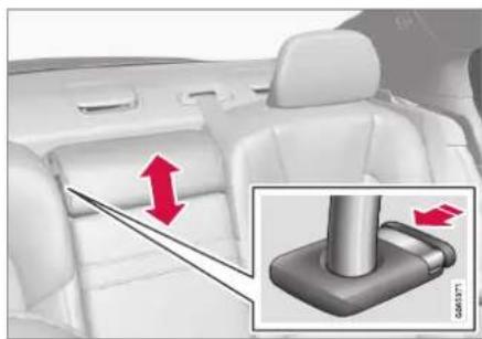 VOLVO S60 (2021) - Adjusting the center seat head restraint - 2