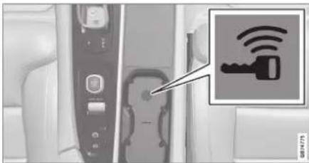 Car interior control panel with Wi-Fi signal icon and warning symbol