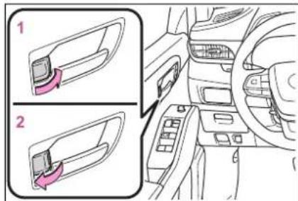 Diagram showing car interior components with numbered parts and directional arrows indicating movement or flow.