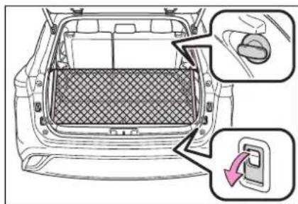 Diagram showing car rear intake structure with labeled parts including a hand holding a glove and a switch.