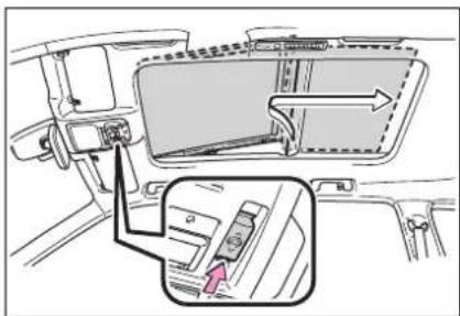 Diagram showing car interior and door panel with directional arrows and a highlighted component detail