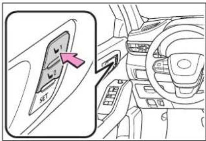 Diagram showing car interior with labeled parts and a pink arrow pointing to a specific component, likely indicating a directional or movement.