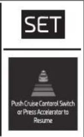 SET Push Cruise Control Switch or Press Accelerator to Resume