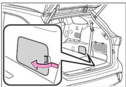 Diagram showing car interior with a highlighted component and directional arrow indicating movement or change.