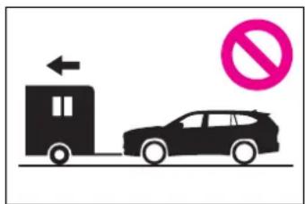 Traffic sign indicating no parking restriction, showing a car approaching a bus with an arrow and a prohibition symbol