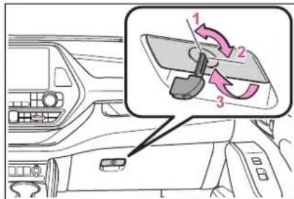 Diagram showing car interior with seatbelt and directional arrows indicating rotation or movement