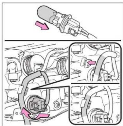 Technical diagram showing engine component assembly with highlighted parts and directional arrows indicating motion or flow.