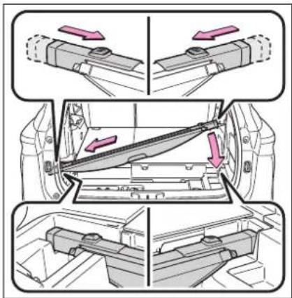 Technical diagram showing mechanical assembly steps with directional arrows indicating movement or force directions