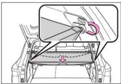 Diagram showing car interior with a highlighted component and directional arrow indicating movement or change.