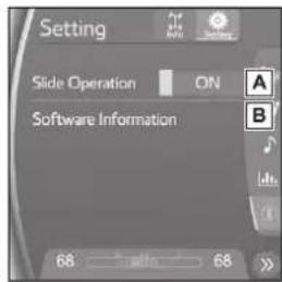 Setting Slide Operation ON Software Information A B 68 68 >>