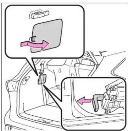 Diagram showing car seatbelt switch mechanism with directional arrows and component placement