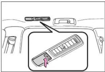 Diagram showing car interior with a control panel and directional arrow, labeled in Chinese