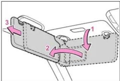 Diagram of a car door handle mechanism with numbered parts and directional arrows indicating movement or positioning.