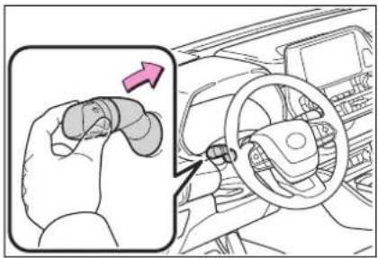 Diagram showing car interior with a hand holding a car seat, highlighting the seatbelt area and steering wheel.