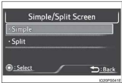 Simple/Split Screen • Simple • Split : Select Back IQ20PS041E